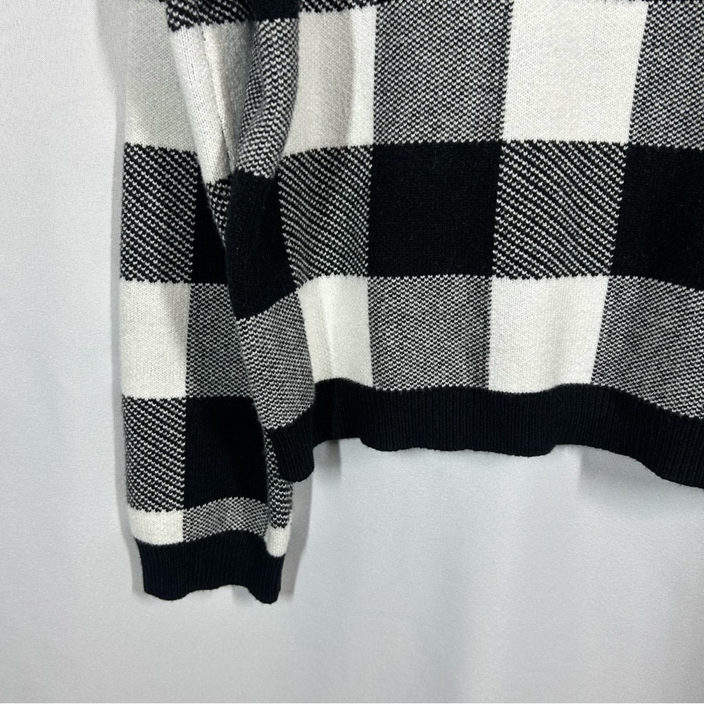 Anthropologie | Plaid Ruffle Collar Pullover Sweater Black White Women’s Size L - Picture 7 of 14